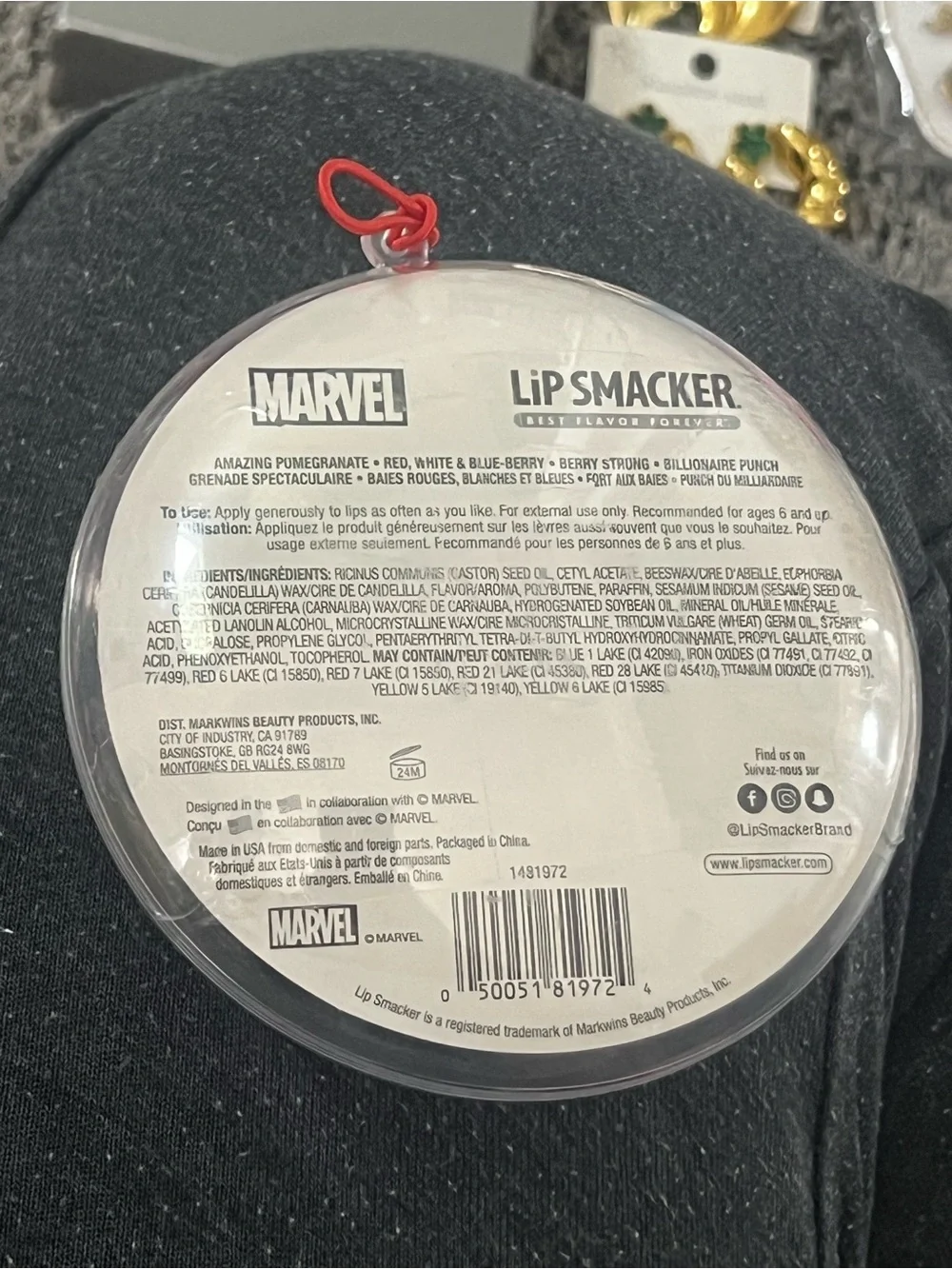 Marvel Lip Smacker 4-Piece Lip Balm Ornament Set Spider-Man Iron Man